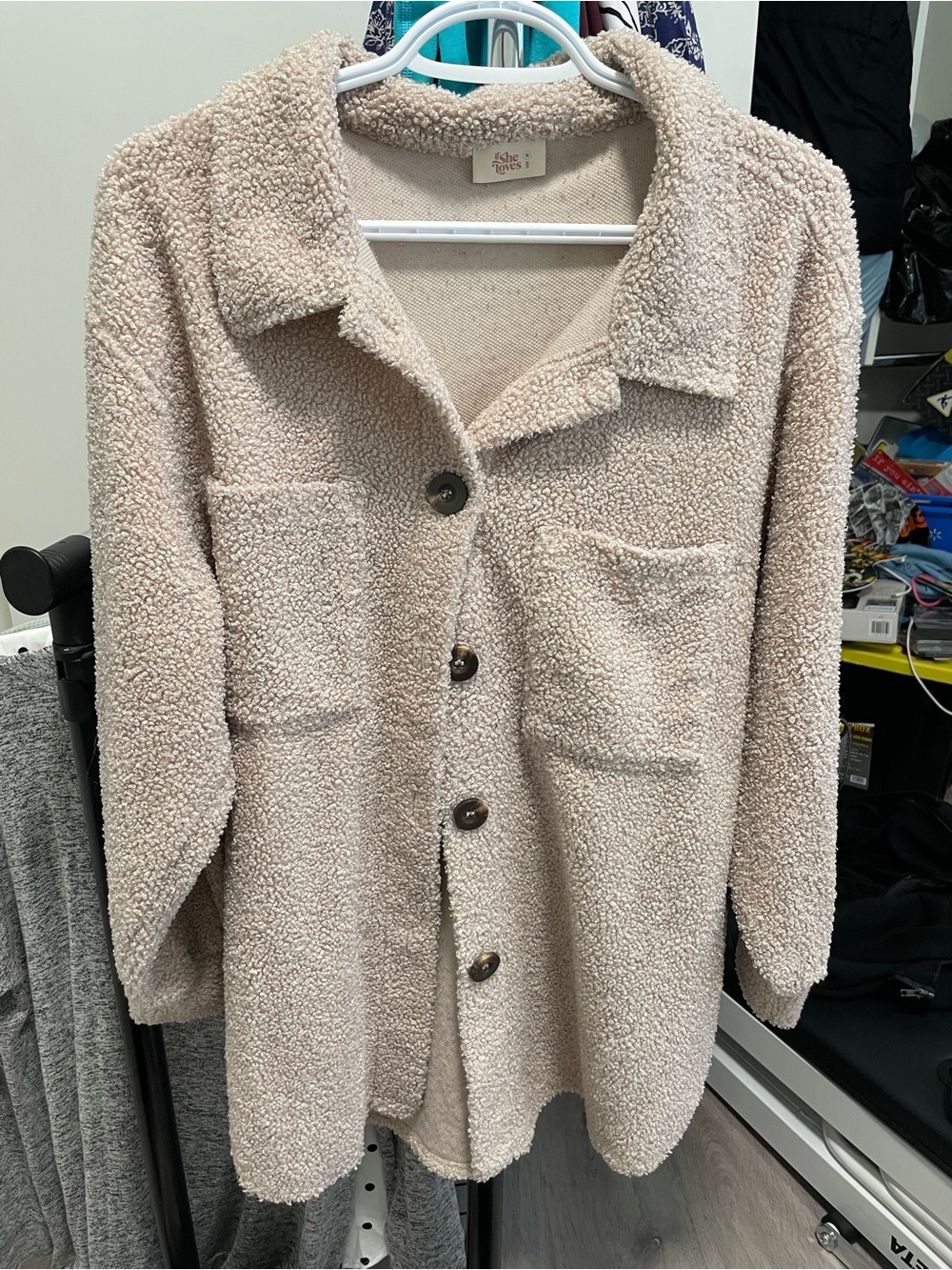 Cozy Button-Front Teddy Jacket - Cream